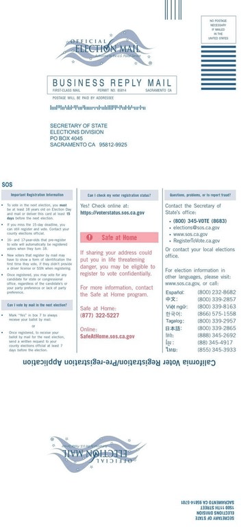 Voter Registration Form - Back