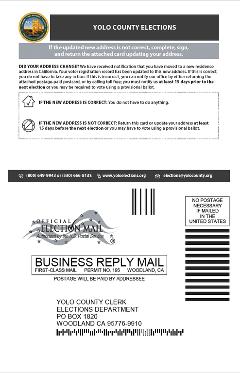 Change of Address Notification Card (2225(b)) - Front